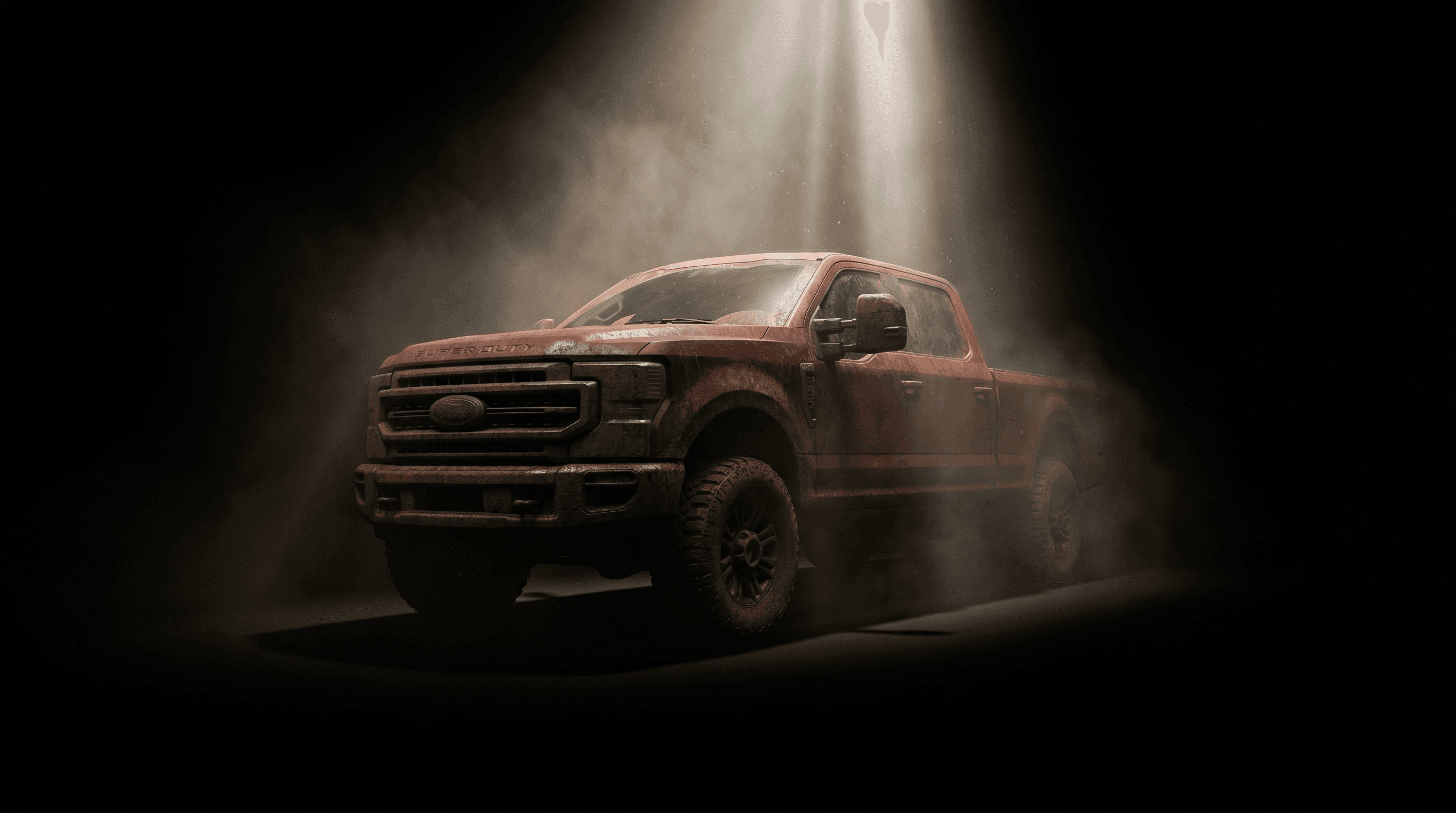 Lifted truck under studio light